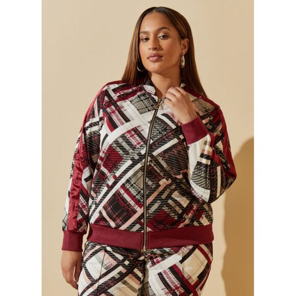 Ashley Stewart Sport Womens Size 30/32 - 5X Jacket Multicolor Plaid Full Zip NWT - Picture 2 of 10